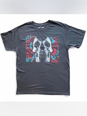Deftones Skull Roses Graphic Band T-Shirt Charcoal Grey Large Manhead Merch NWOT